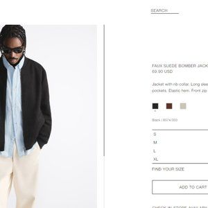 ZARA - BLACK FAUX SUEDE BOMBER JACKET - XL